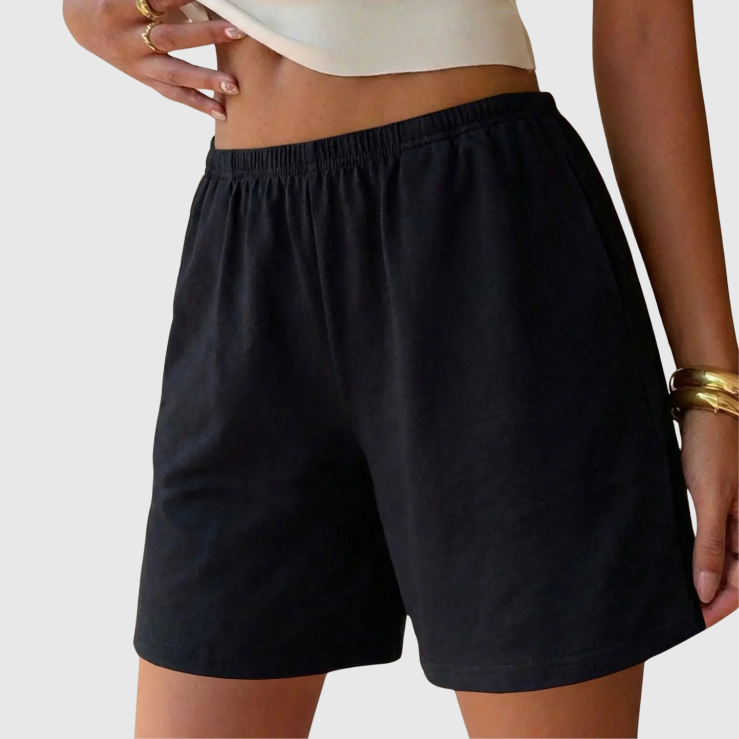 Natalia | Pantalones cortos informales transpirables de cintura alta