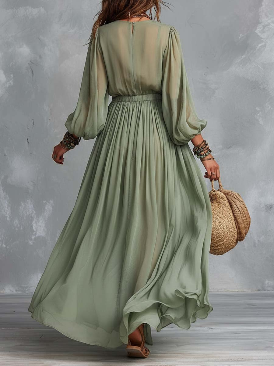 Vega | Vestido largo de estilo bohemio con estampado floral