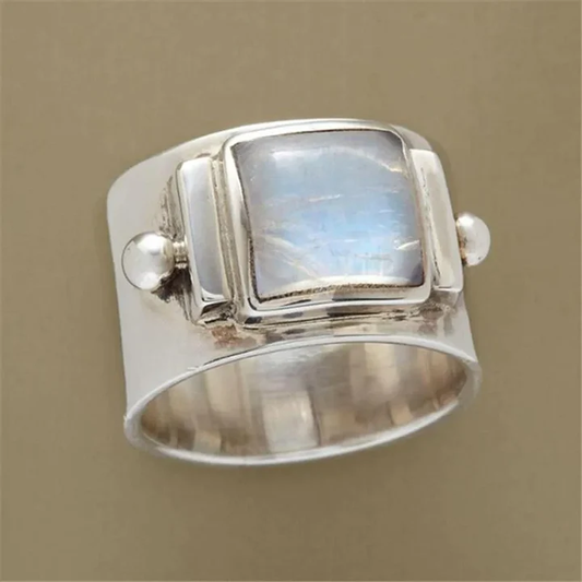 Ángela | ANILLO VINTAGE DE CRISTAL DE LUNA CÚBICO